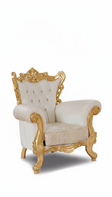 Chesterfield Chair White Couch 1-Seater Wood Textile Couches Upholstery New