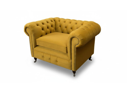 Chair Design Relax Textile Lounge Luxury Yellow Upholstery Seat Chesterfield