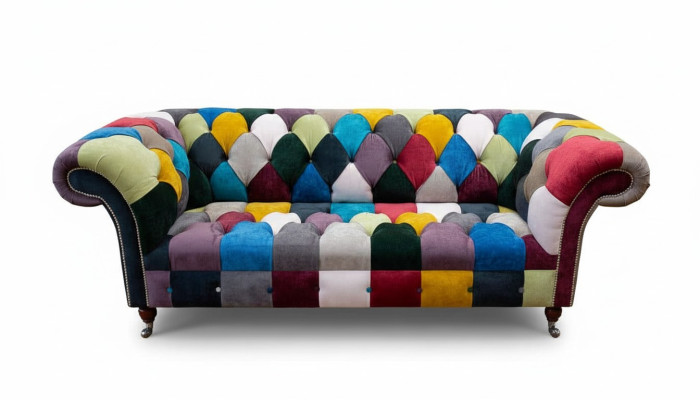Chesterfield sofa upholstery design multicolored seat textile couch living room