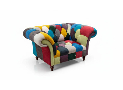 Armchair Design Chesterfield Lounge Multicolored Sofa Single Seater 130cm New