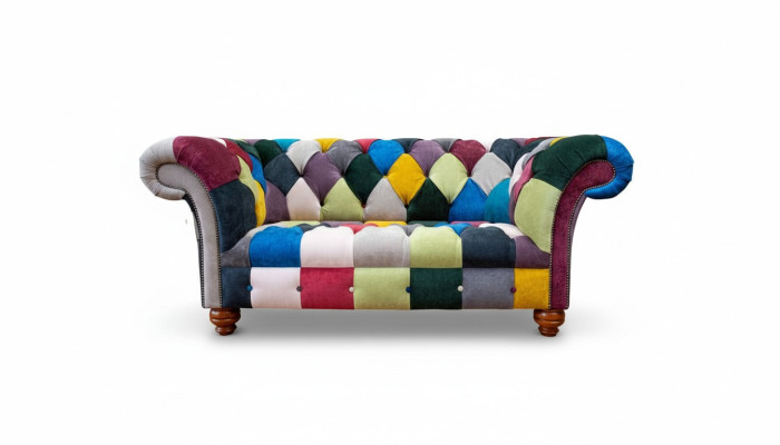 Chesterfield 2-Seater Sofa Textile Couch Upholstery Design Luxury Multicolored
