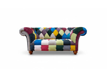 Chesterfield 2-Seater Sofa Textile Couch Upholstery Design Luxury Multicolored