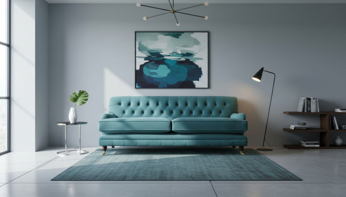 Designer sofa 3-seater Chesterfield couch upholstered seat three-seater textile