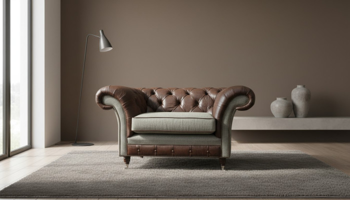 Chesterfield Wingback Armchair Gray Sofa Suite Armchair Couch Leather Sofa New