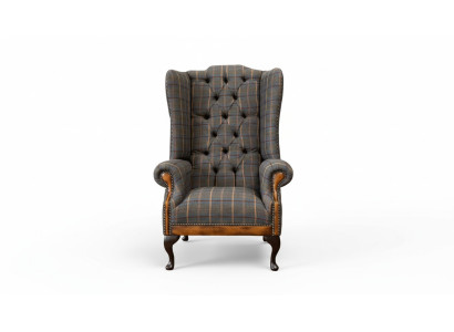 Chesterfield armchair couch upholstery 1-seater textile wingback chair upholstery