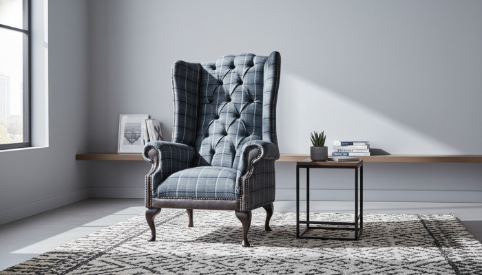 Wingback chair Chesterfield chair couch 1-seater sofa textile couches fabric