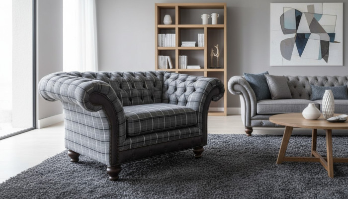 Chesterfield Armchair Couch 1 Seater Sofa Textile Fabric Couches Upholstery New
