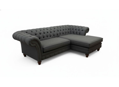 Chesterfield sectional sofa L-shape fabric design couch seating sofa textile corner new