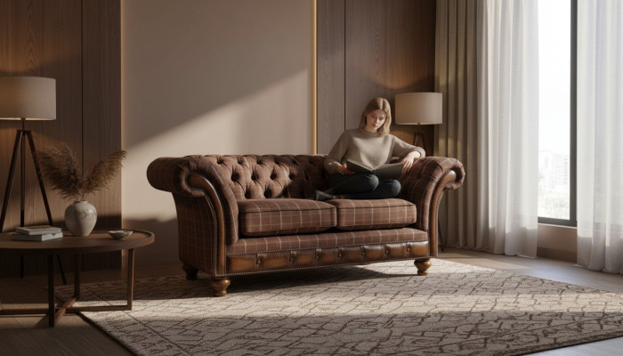 Chesterfield loveseat furniture 2-seater sofa couch upholstery lounge couches