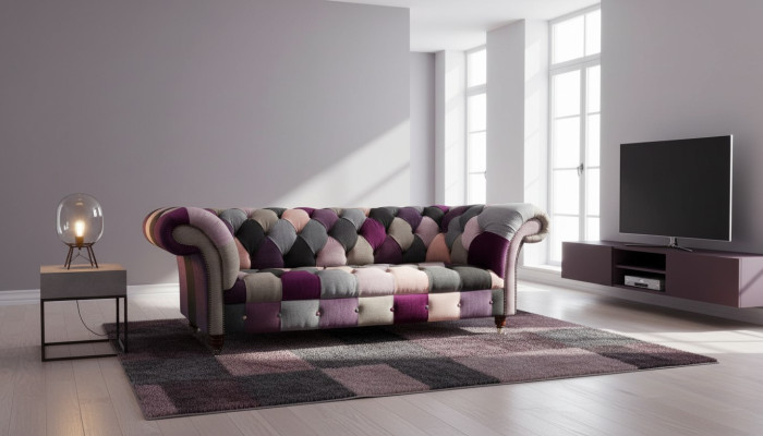 Chesterfield Design Upholstery Luxury Seat Sofa Couch Green Textile 3-Seater