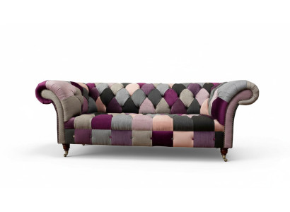 Chesterfield Design Upholstery Luxury Seat Sofa Couch Green Textile 3-Seater