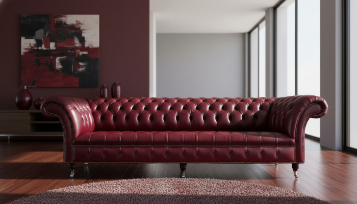 Modern Design Sofa 4-Seater Couch Luxury Classic Leather Chesterfield Sofas