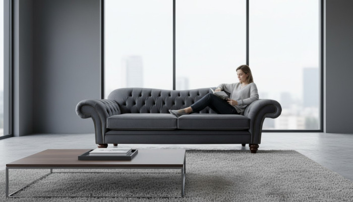 Chesterfield 3-seater textile design sofa couch upholstery couches luxury