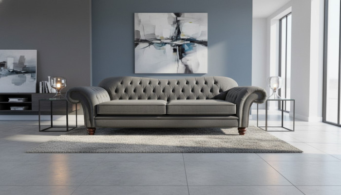 Chesterfield 3-seater textile design sofa couch upholstery couches luxury