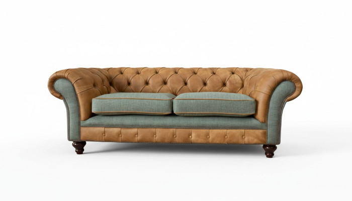 Sofa 3 Seater Design Upholstered Couch Leather Relax Chesterfield Three-Seater