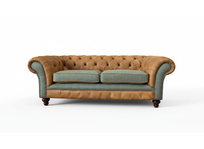 Sofa 3 Seater Design Upholstered Couch Leather Relax Chesterfield Three-Seater