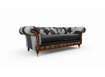 Design upholstered sofa 3-seater couch luxury classic textile Chesterfield