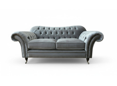 Chesterfield Sofa 2-Seater Upholstery Designer Couches Sofas Gray New