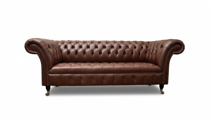 Chesterfield Sofa Three-Seater Vintage Couches Big XXL Brown Textile Leather