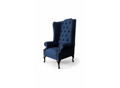 Chesterfield wingback chair relax armchair upholstered fabric textile 1 seat