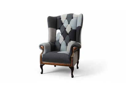 Chesterfield Wingback Armchair 1-Seater Sofa Couch Upholstered Textile New