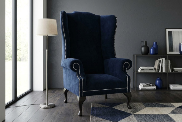 Chesterfield Wingback Chair Design Luxury Fabric Sofas Textile 1-Seater Upholstery