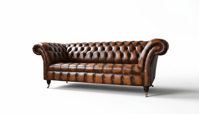 Chesterfield 3-seater sofa leather sofa couch upholstery seat brown new sofas
