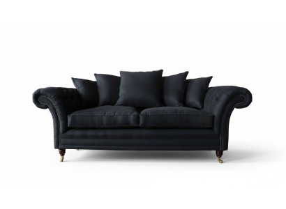 Sofa Textile Fabric 3-Seater Couch Designer Seat Upholstery Black XXL big