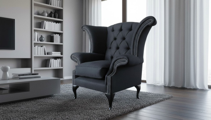 Chesterfield Textile Upholstered Sofa Design Armchair 1-Seater Wingback Chair
