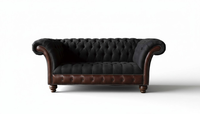 Sofa 2-seater Couch Upholstered Sofa Fabric Chesterfield Couch Gray New