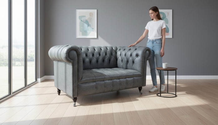Chesterfield Sofa Couch Upholstered Sofas Classic 2-Seater Seat Leather