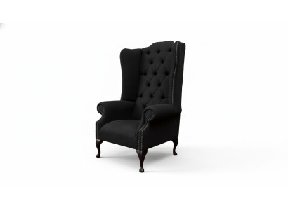 Wing chair armchair seater black design upholstery Chesterfield textile new