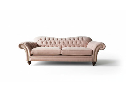 Sofa 3-seater Chesterfield couch seat textile fabric couches pink upholstery