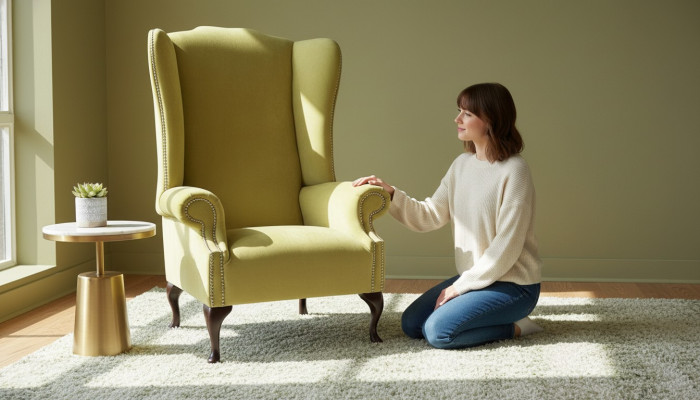 Armchair Textile Fabric Wingback Chair Furniture New Living Room Modern Luxury Design
