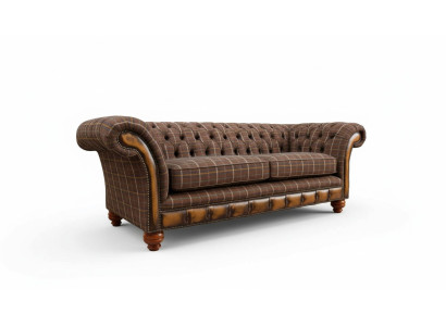 Chesterfield 3-seater couch, upholstered textile sofas, living room sofa, new.