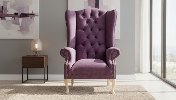 Wing chair designer textile single-seater couches upholstery Chesterfield seat