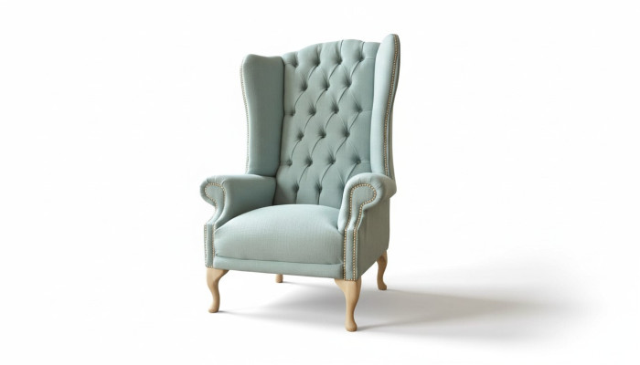 Wing chair armchair design upholstery white couch Chesterfield textile new