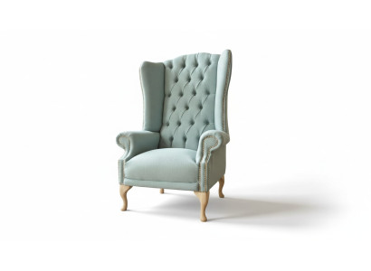 Wing chair armchair design upholstery white couch Chesterfield textile new