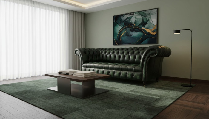 Chesterfield Couch Sofa Upholstery 3 Seater Leather Couches Green New