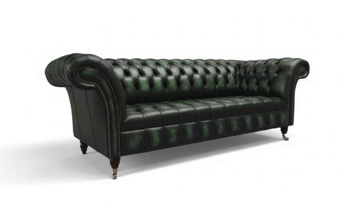 Chesterfield Couch Sofa Upholstery 3 Seater Leather Couches Green New