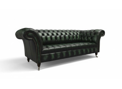 Chesterfield Couch Sofa Upholstery 3 Seater Leather Couches Green New