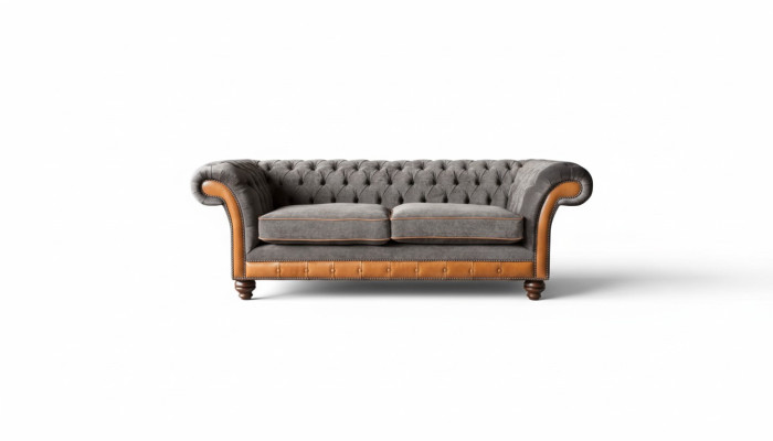 Chesterfield Sofa 3-Seater Design Couch Upholstered Fabric Upholstery Gray