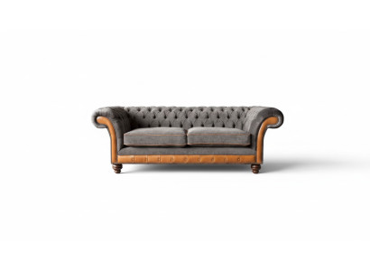 Chesterfield Sofa 3-Seater Design Couch Upholstered Fabric Upholstery Gray