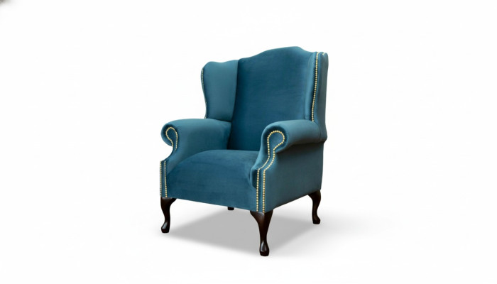 Wingback armchair single-seater Chesterfield couch blue sofa upholstery furniture new
