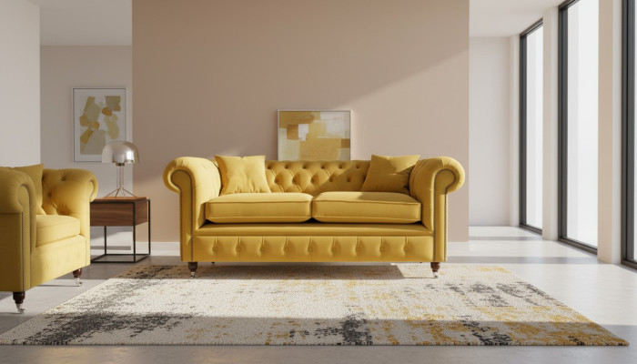 Three-seater sofa 3-seater sofas upholstered furniture couches Chesterfield new