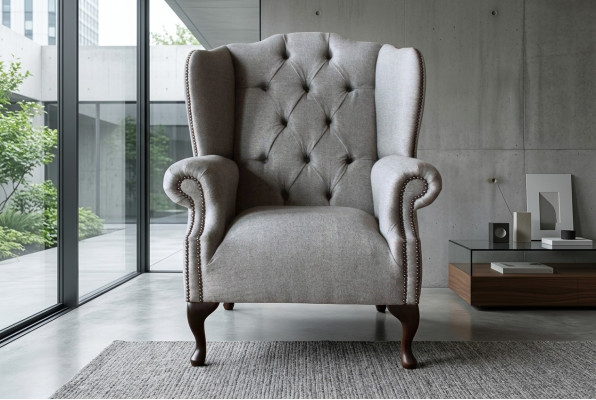 Luxury Upholstered Classic Chesterfield Armchair Wingback Single Seat New
