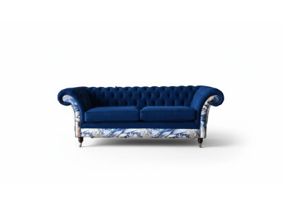 Chesterfield Royal Blue Velvet Couch Cushion Seat Lounge Sofas Couches