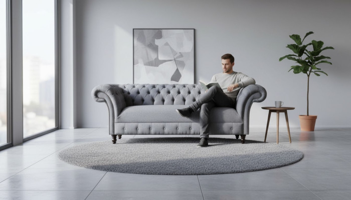Chesterfield Sofa 3 Seater Couch Upholstery Luxury Textile Sofas