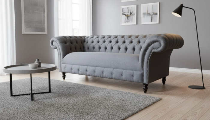 Chesterfield Sofa 3 Seater Couch Upholstery Luxury Textile Sofas