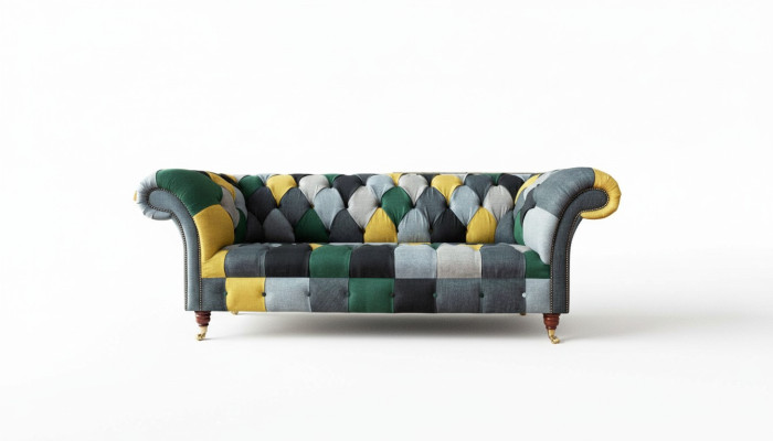 Classic Design Chesterfield Fabric Sofa 3 Seater Seating Couches Sofas Upholstery